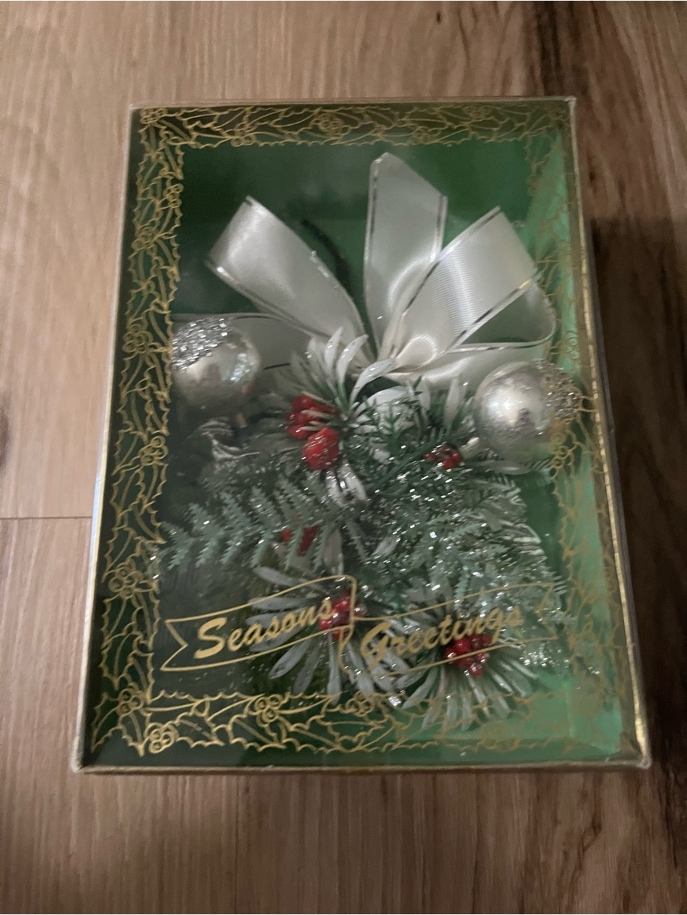 Vintage Christmas Corsage Red/Green Plastic Glitter